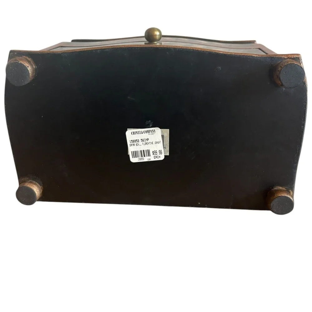 Chintz & Company Florentine Safari Box Hand Painted Wood Keepsake Jewelry Chest